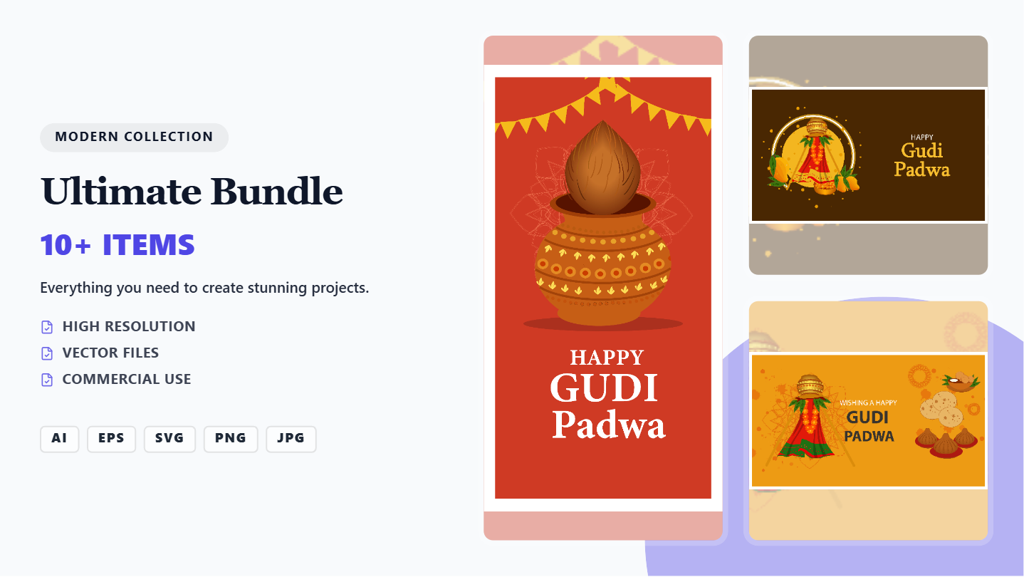 Gudi Padwa Festive Social Media Banners – Premium Vector Collection