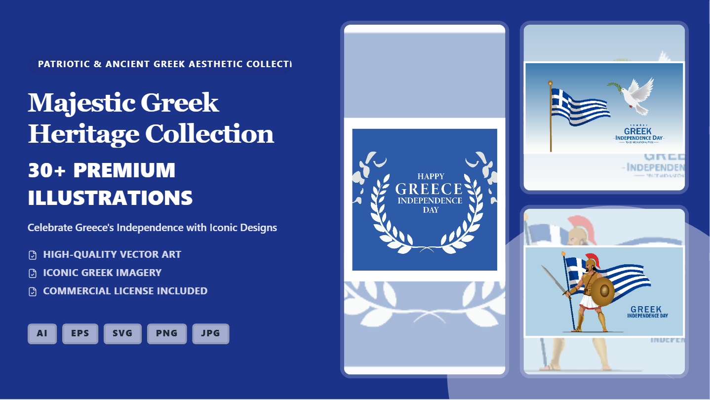 Majestic Greek Heritage Social Media Banners Collection – Premium Vector Designs