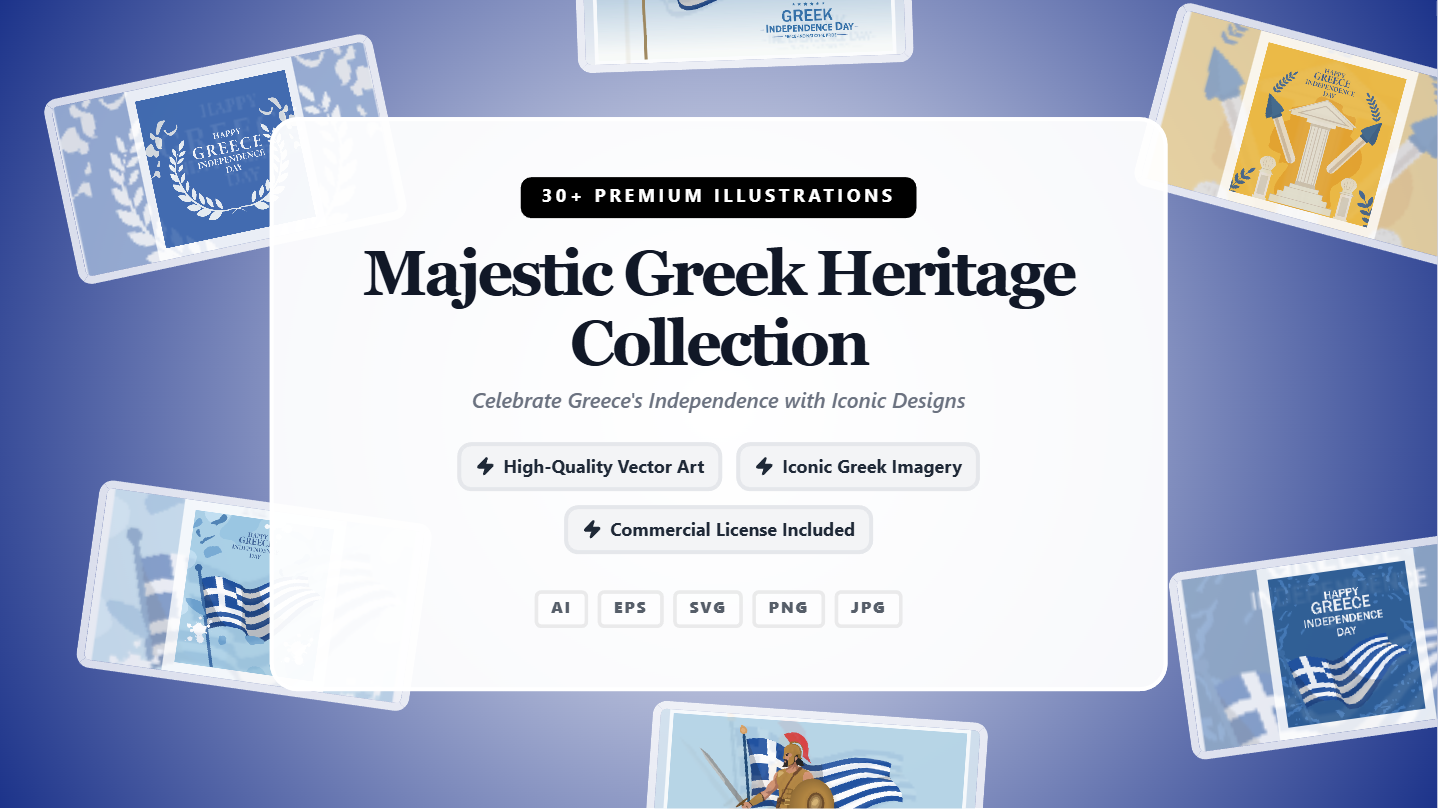 Majestic Greek Heritage Social Media Banners Collection – Premium Vector Designs