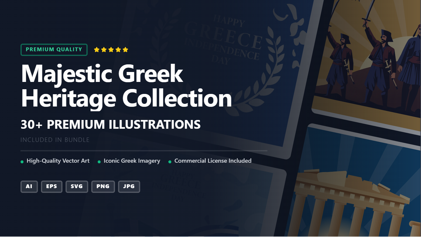 Majestic Greek Heritage Social Media Banners Collection – Premium Vector Designs