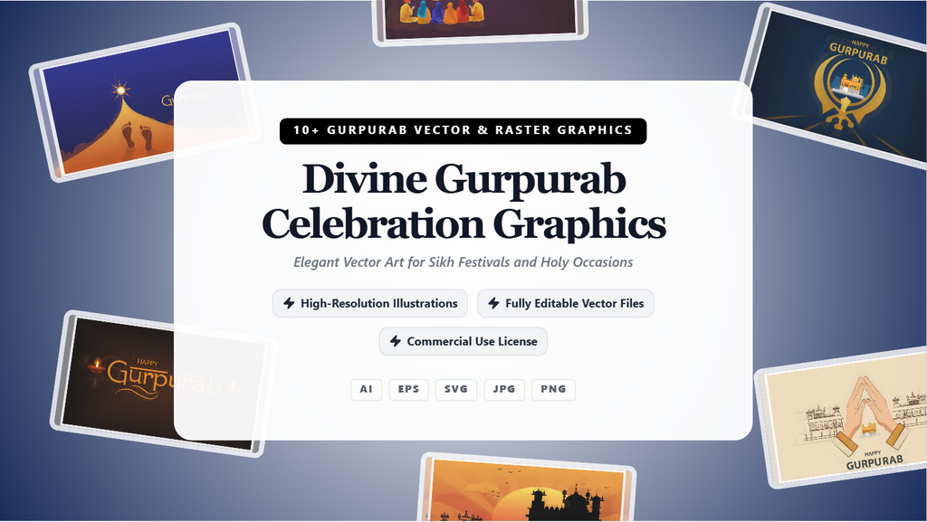 Divine Gurpurab Social Media Banners – Elegant Vector & Raster Graphics Pack