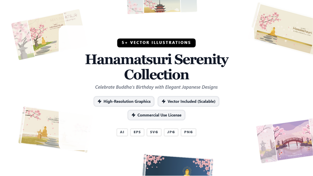 Hanamatsuri Serenity Collection Social Media Banners – Elegant Japanese Vector Designs