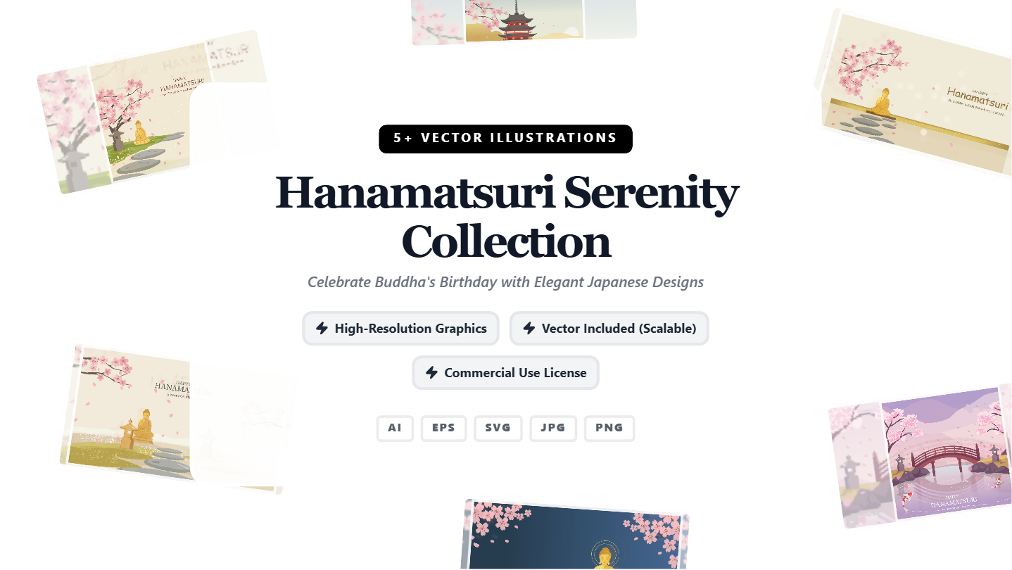 Hanamatsuri Serenity Collection Social Media Banners – Elegant Japanese Vector Designs