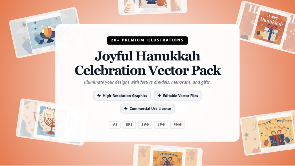 Joyful Hanukkah Celebration Vector Pack – Festive Social Media Illustrations