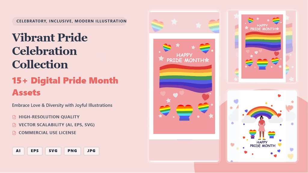 Vibrant Pride Celebration Collection Social Media Banners – Inclusive Digital Assets