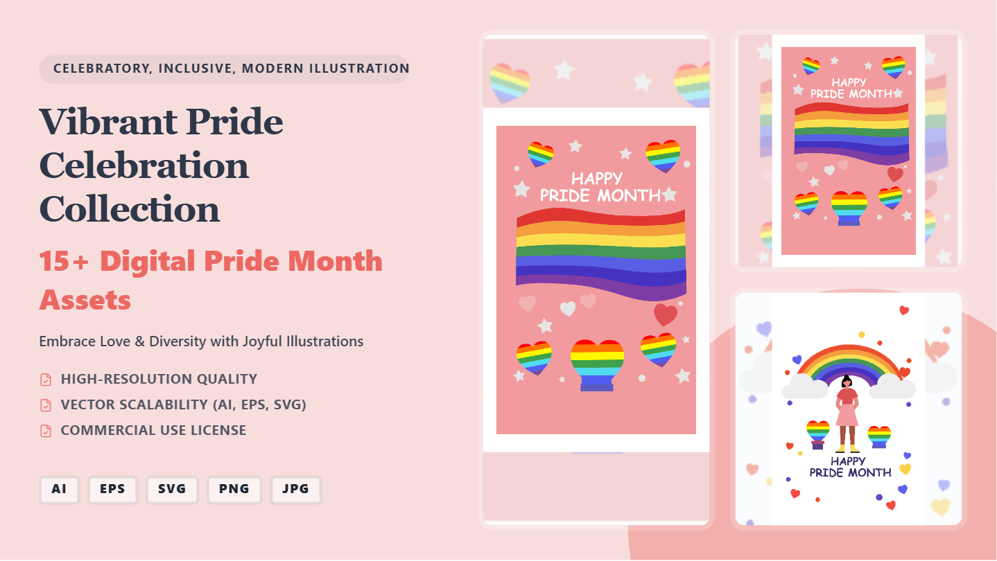 Vibrant Pride Celebration Collection Social Media Banners – Inclusive Digital Assets