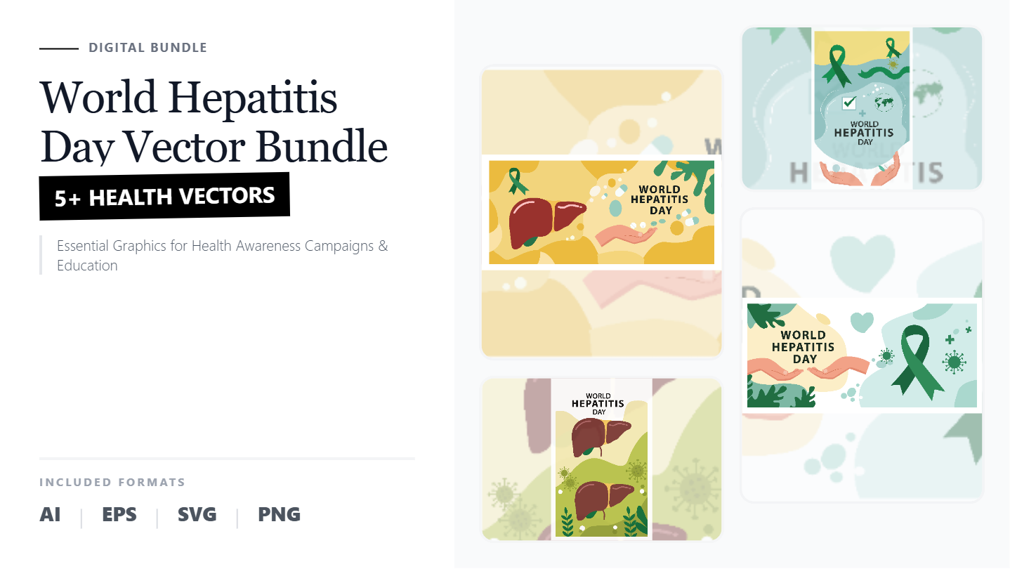 World Hepatitis Day Social Media Banners – Flat Vector Illustration Bundle
