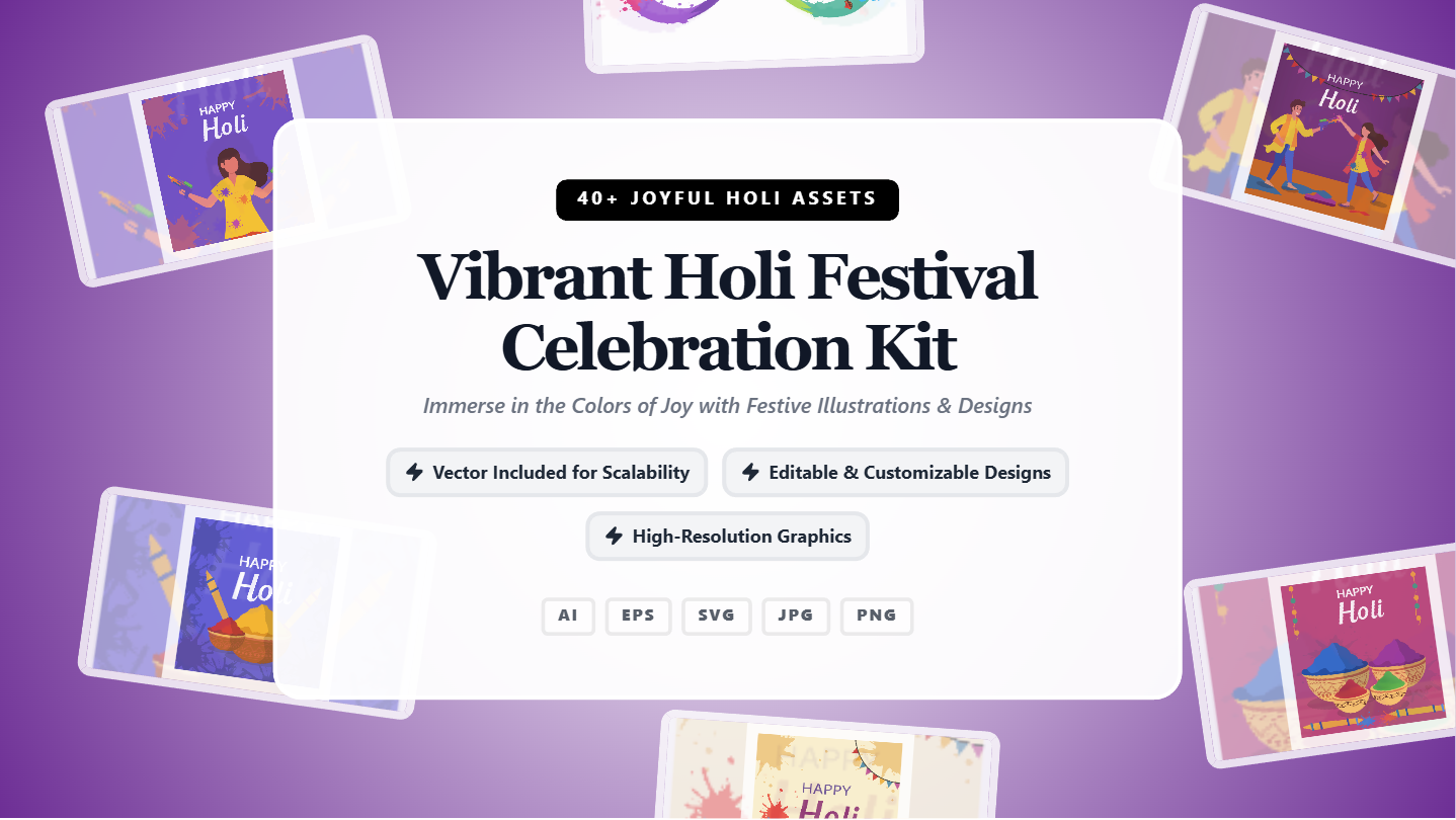 Vibrant Holi Festival Celebration Kit – Premium Social Media Banners & Graphics