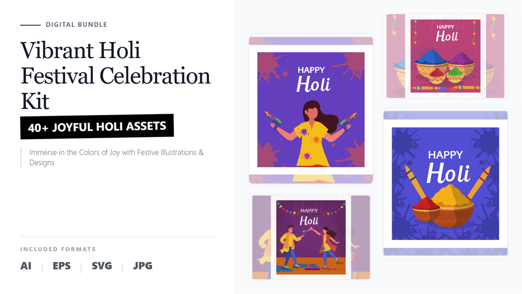 Vibrant Holi Festival Celebration Kit – Premium Social Media Banners & Graphics