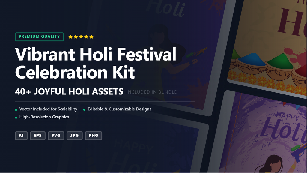 Vibrant Holi Festival Celebration Kit – Premium Social Media Banners & Graphics