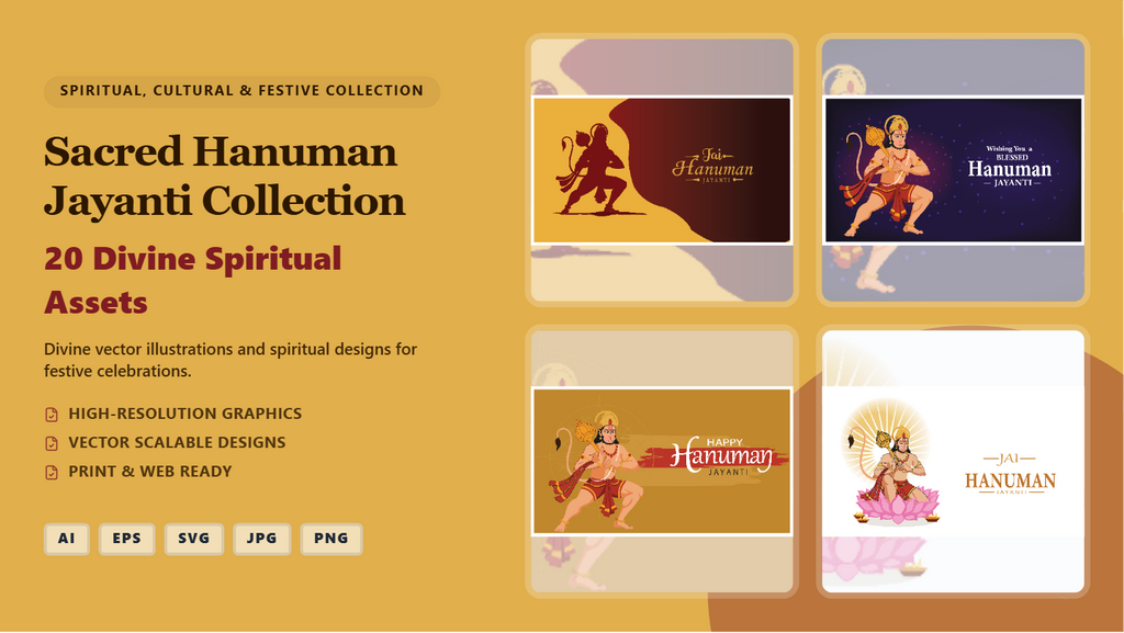 Sacred Hanuman Jayanti Social Media Banner Collection – Divine Vector Graphics