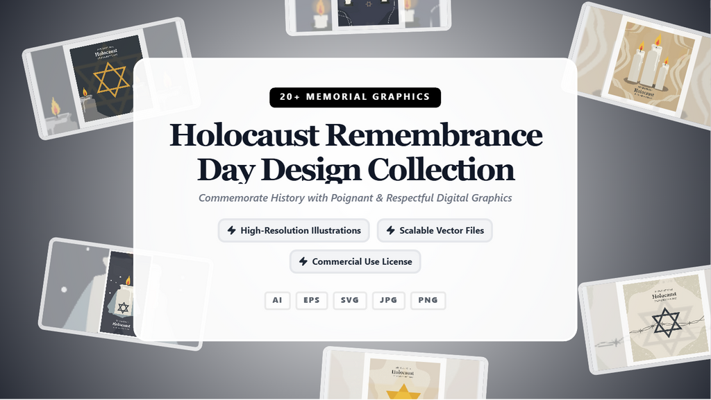 Holocaust Remembrance Day Social Media Banners – Commemorative Vector Graphics Collection