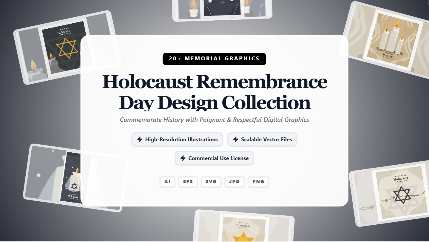 Holocaust Remembrance Day Social Media Banners – Commemorative Vector Graphics Collection