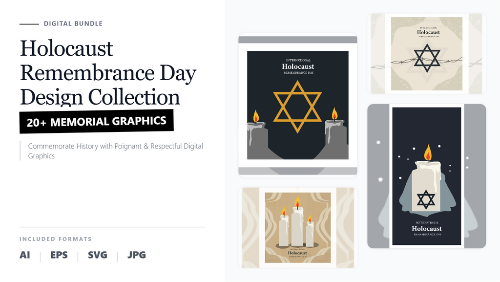 Holocaust Remembrance Day Social Media Banners – Commemorative Vector Graphics Collection