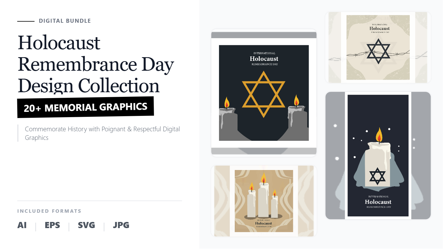 Holocaust Remembrance Day Social Media Banners – Commemorative Vector Graphics Collection