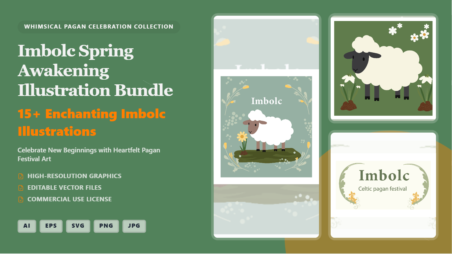 Imbolc Spring Awakening Social Media Banners & Graphics – Enchanting Vector Illustrations