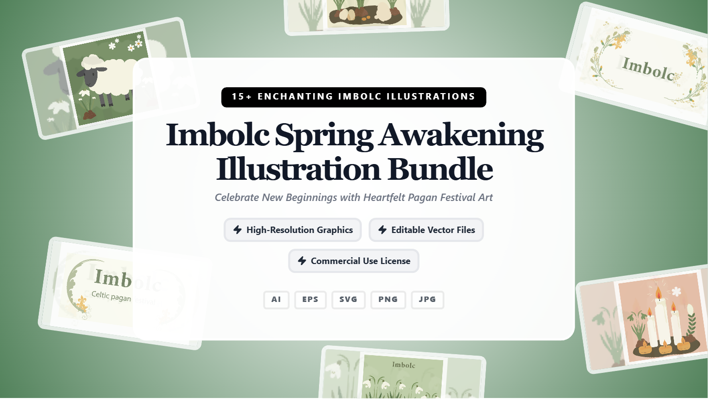 Imbolc Spring Awakening Social Media Banners & Graphics – Enchanting Vector Illustrations