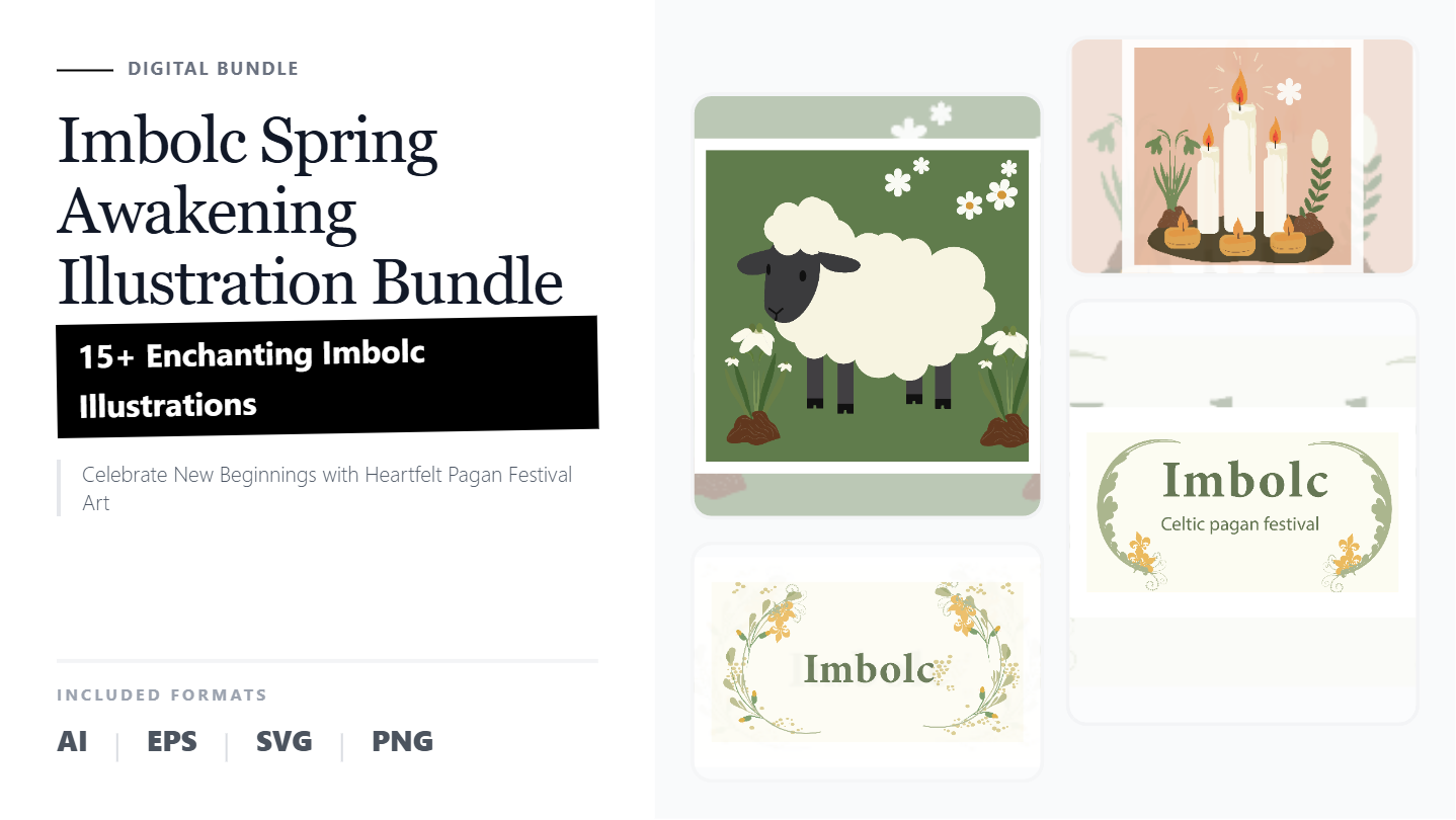 Imbolc Spring Awakening Social Media Banners & Graphics – Enchanting Vector Illustrations