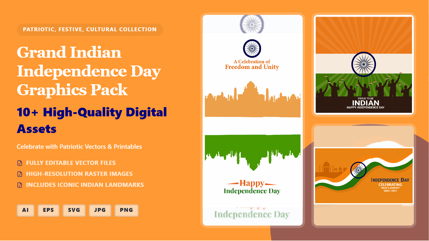Grand Indian Independence Day Social Media Banners – Patriotic Graphics Pack