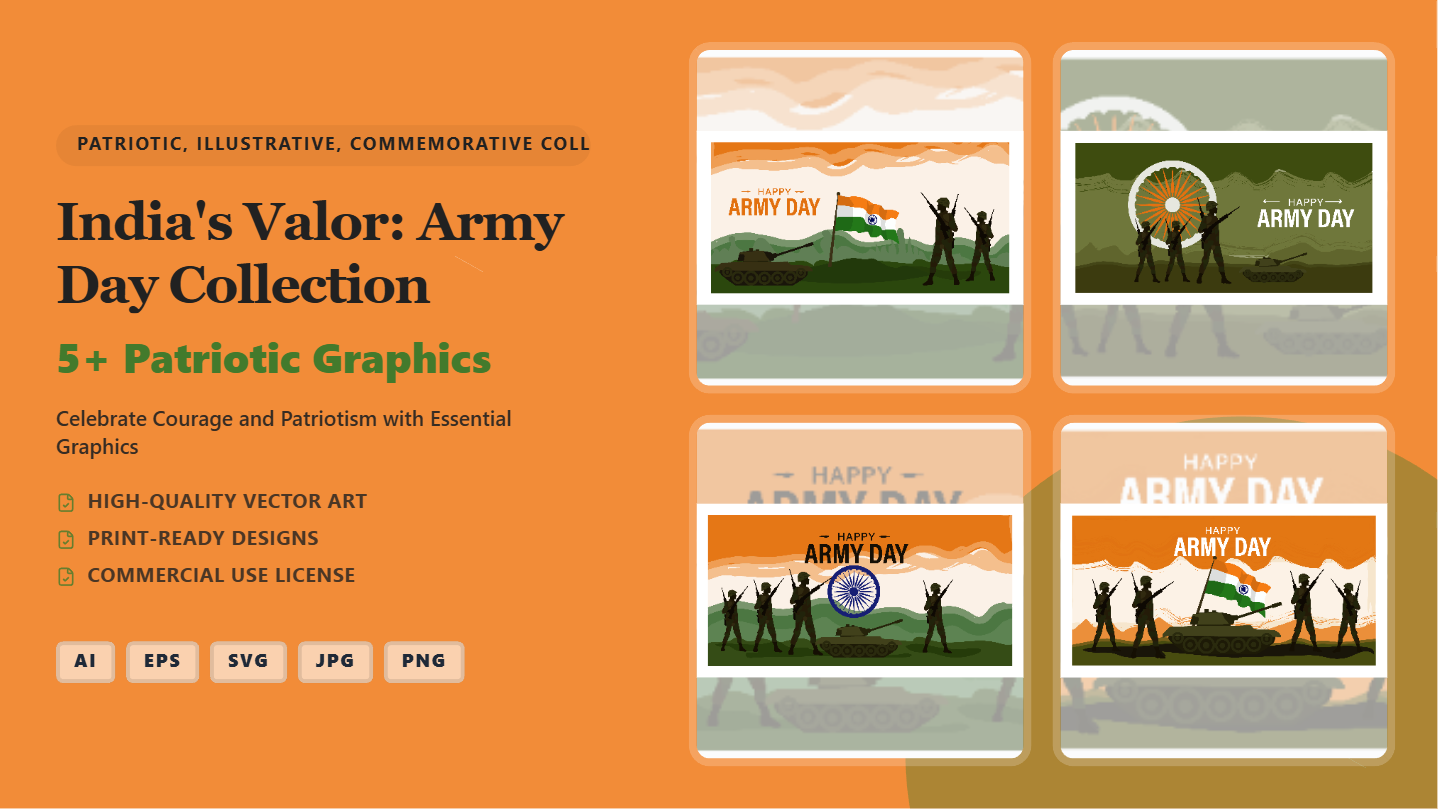 India's Valor: Army Day Social Media Banner Collection – Patriotic Graphics