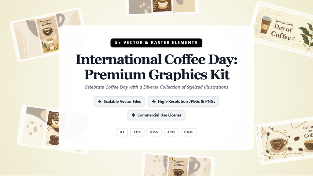 International Coffee Day Social Media Banners – Illustrative Graphics Kit
