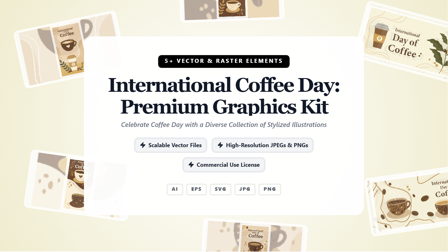 International Coffee Day Social Media Banners – Illustrative Graphics Kit