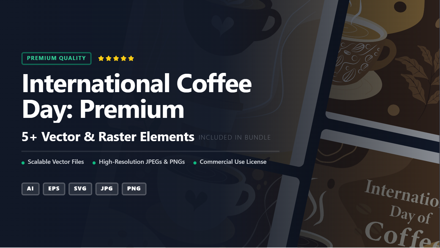 International Coffee Day Social Media Banners – Illustrative Graphics Kit