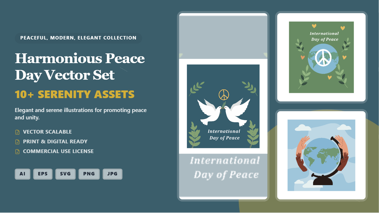 Harmonious Peace Day Social Media Banner Set – Elegant Vector Illustrations