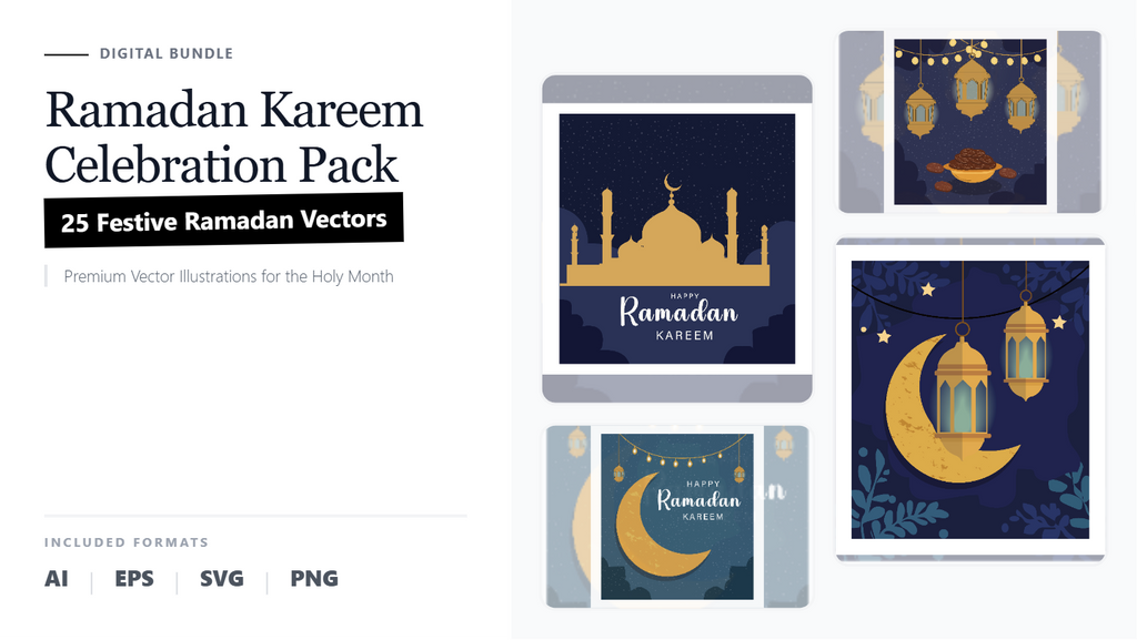 Ramadan Kareem Social Media Banner Pack – Festive Vector Celebration Kit