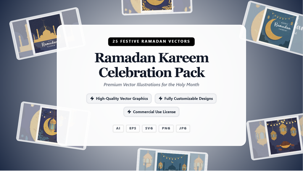 Ramadan Kareem Social Media Banner Pack – Festive Vector Celebration Kit