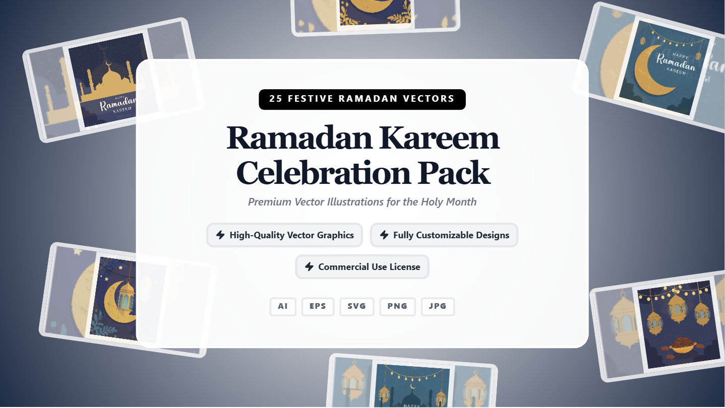 Ramadan Kareem Social Media Banner Pack – Festive Vector Celebration Kit