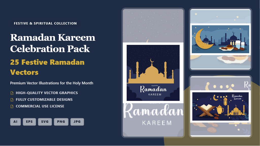 Ramadan Kareem Social Media Banner Pack – Festive Vector Celebration Kit