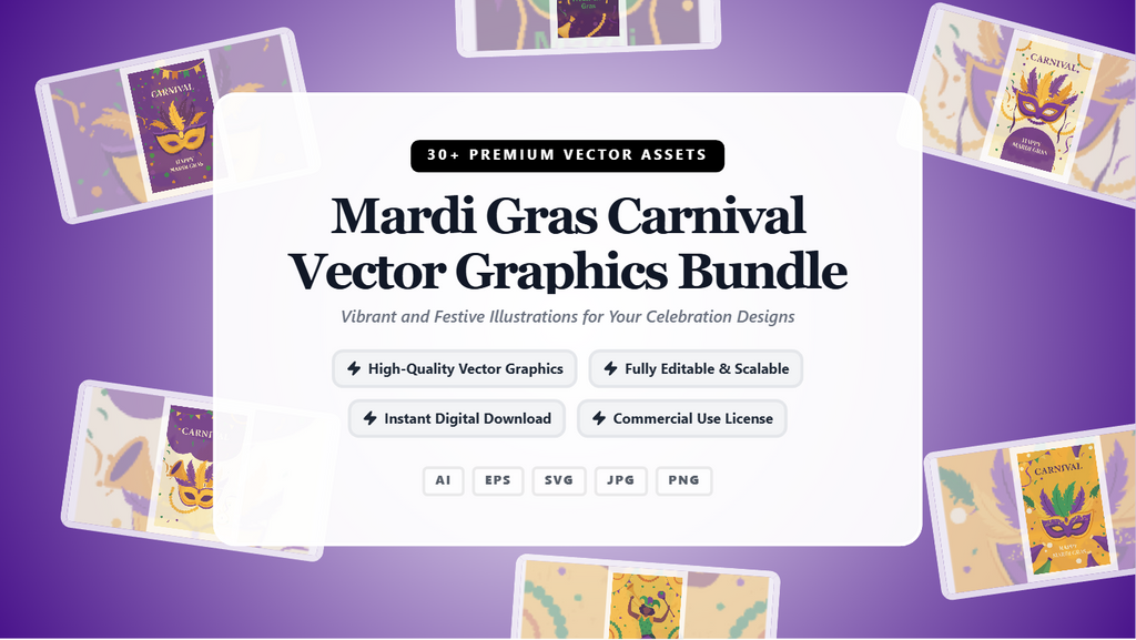 Mardi Gras Carnival Social Media Banners – Premium Vector Graphics Bundle