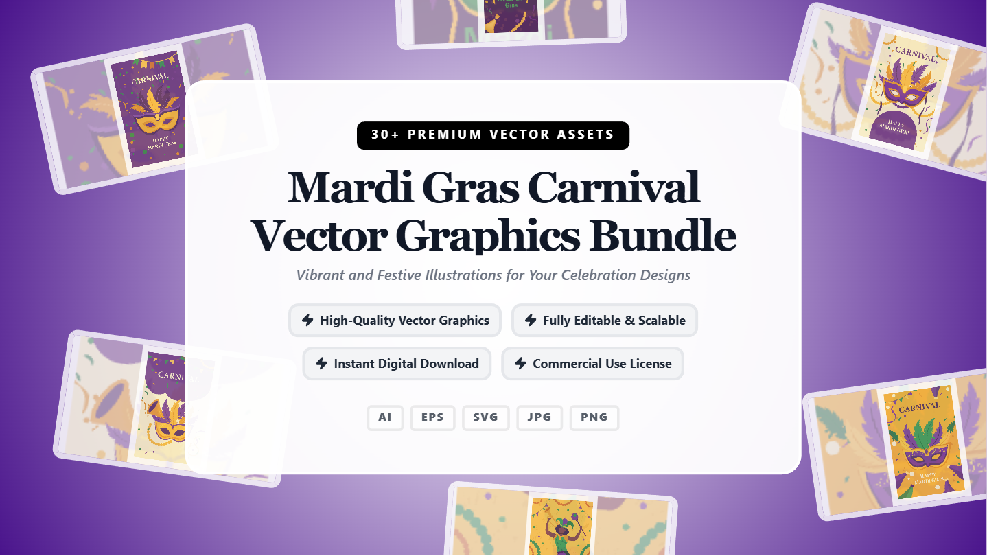 Mardi Gras Carnival Social Media Banners – Premium Vector Graphics Bundle