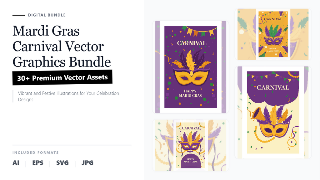 Mardi Gras Carnival Social Media Banners – Premium Vector Graphics Bundle