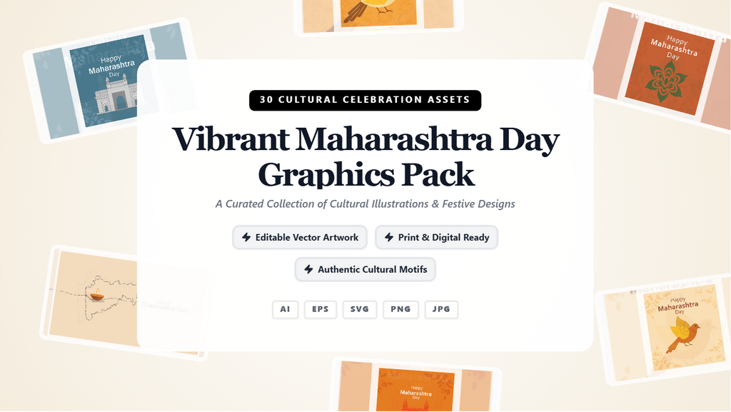 Vibrant Maharashtra Day Social Media Banners – Premium Cultural Graphics Pack