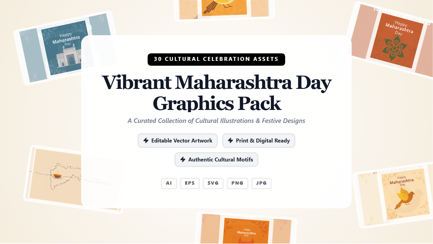 Vibrant Maharashtra Day Social Media Banners – Premium Cultural Graphics Pack