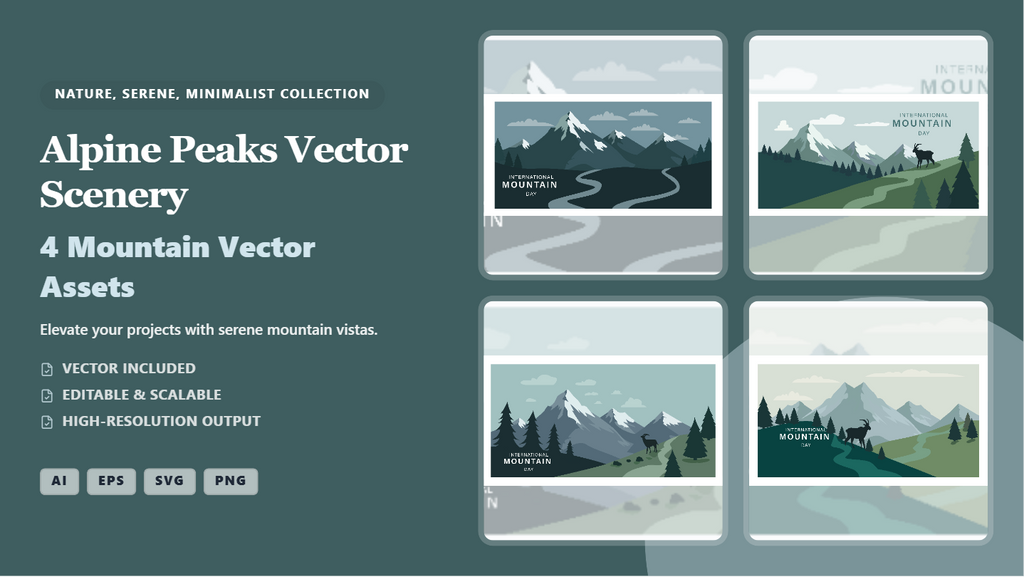 Nature-Inspired Mountain Social Media Banners – Vector Alpine Scenery Pack