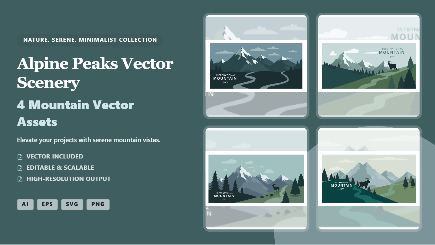 Nature-Inspired Mountain Social Media Banners – Vector Alpine Scenery Pack