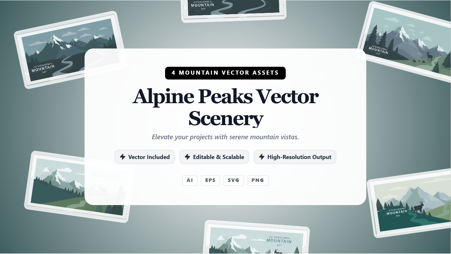 Nature-Inspired Mountain Social Media Banners – Vector Alpine Scenery Pack