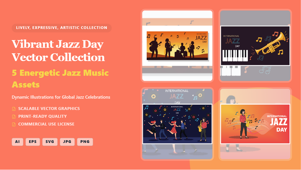 Vibrant Jazz Day Social Media Banners – Editable Vector Collection