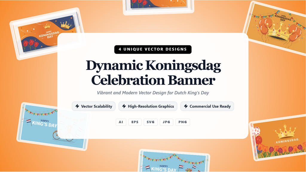 Dynamic Koningsdag Celebration Social Media Banners – Premium Vector Design Pack