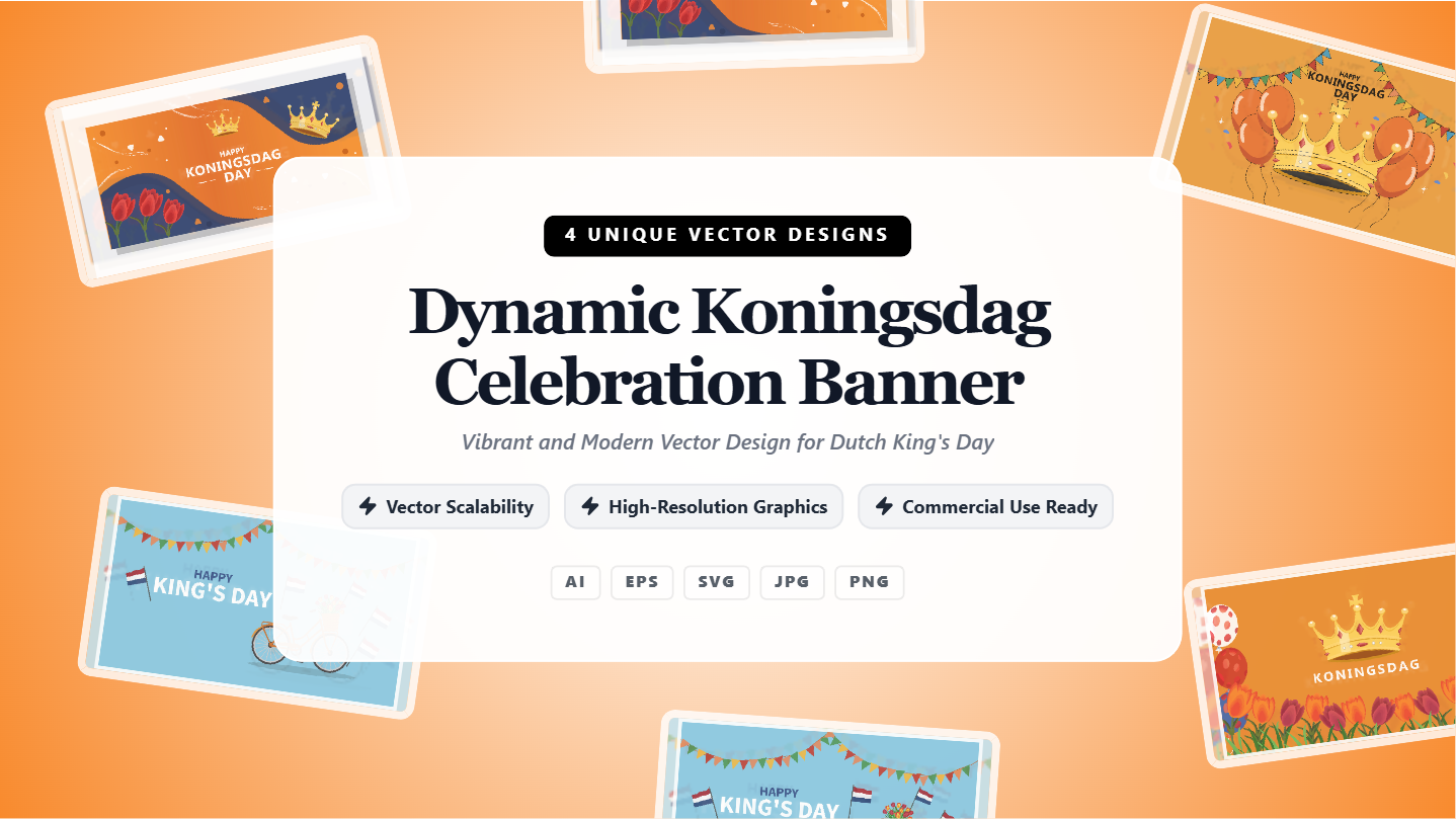 Dynamic Koningsdag Celebration Social Media Banners – Premium Vector Design Pack
