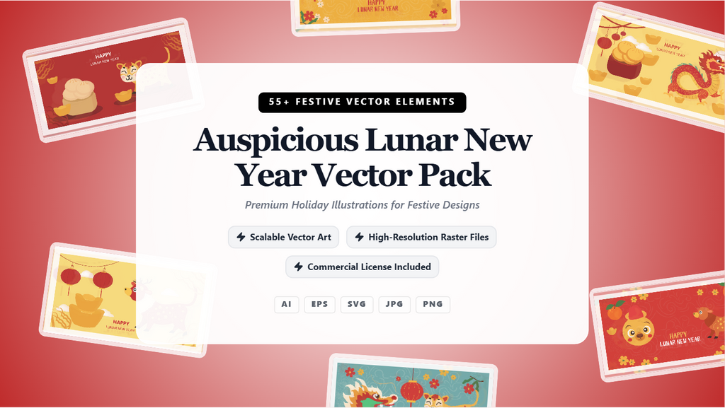 Auspicious Lunar New Year Social Media Banners – Premium Vector Pack