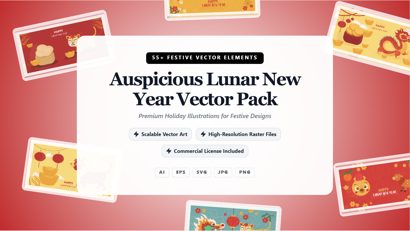 Auspicious Lunar New Year Social Media Banners – Premium Vector Pack