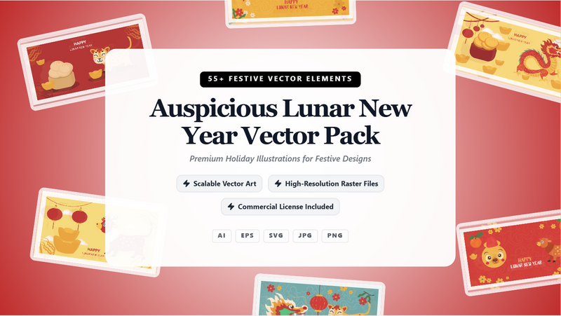 Auspicious Lunar New Year Social Media Banners – Premium Vector Pack