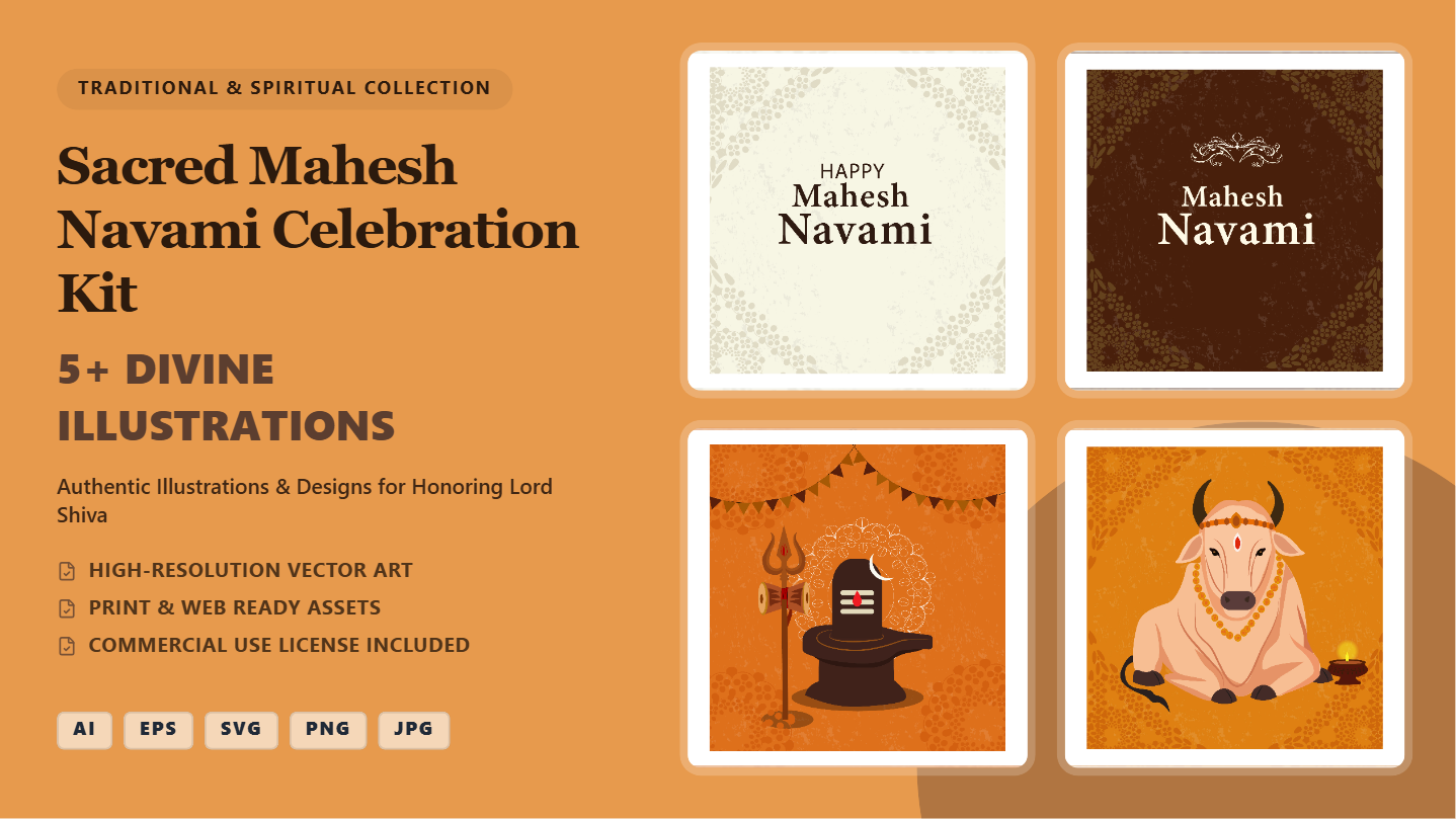 Sacred Mahesh Navami Social Media Banners – Divine Celebration Kit