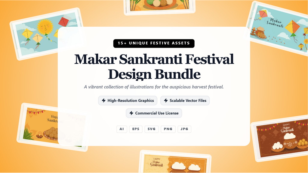 Makar Sankranti Festival Social Media Banner Bundle – Festive & Illustrative Designs