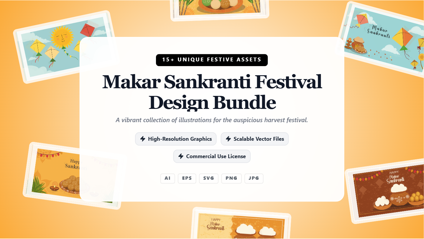 Makar Sankranti Festival Social Media Banner Bundle – Festive & Illustrative Designs