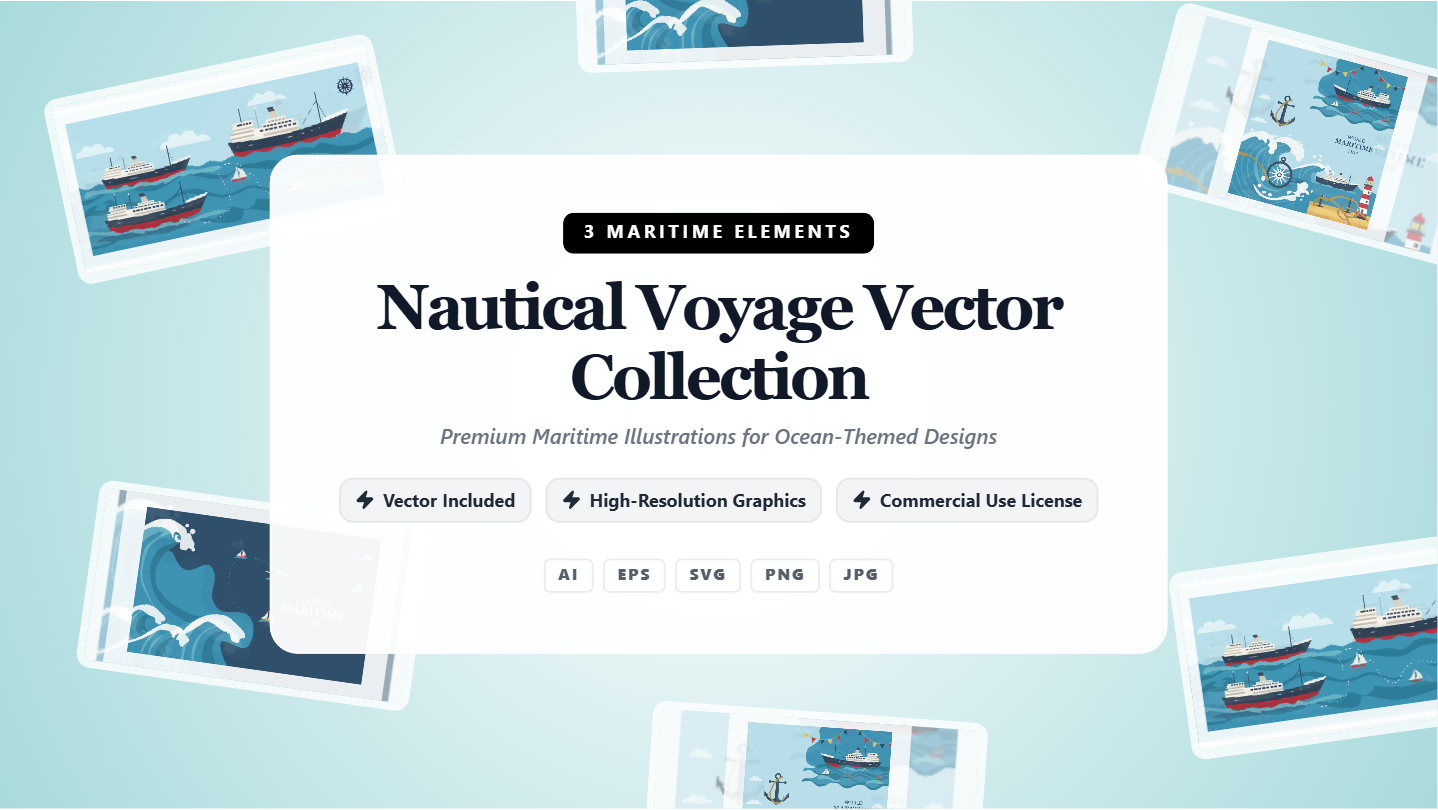 Nautical Voyage Social Media Banners – Premium Ocean-Themed Vector Collection